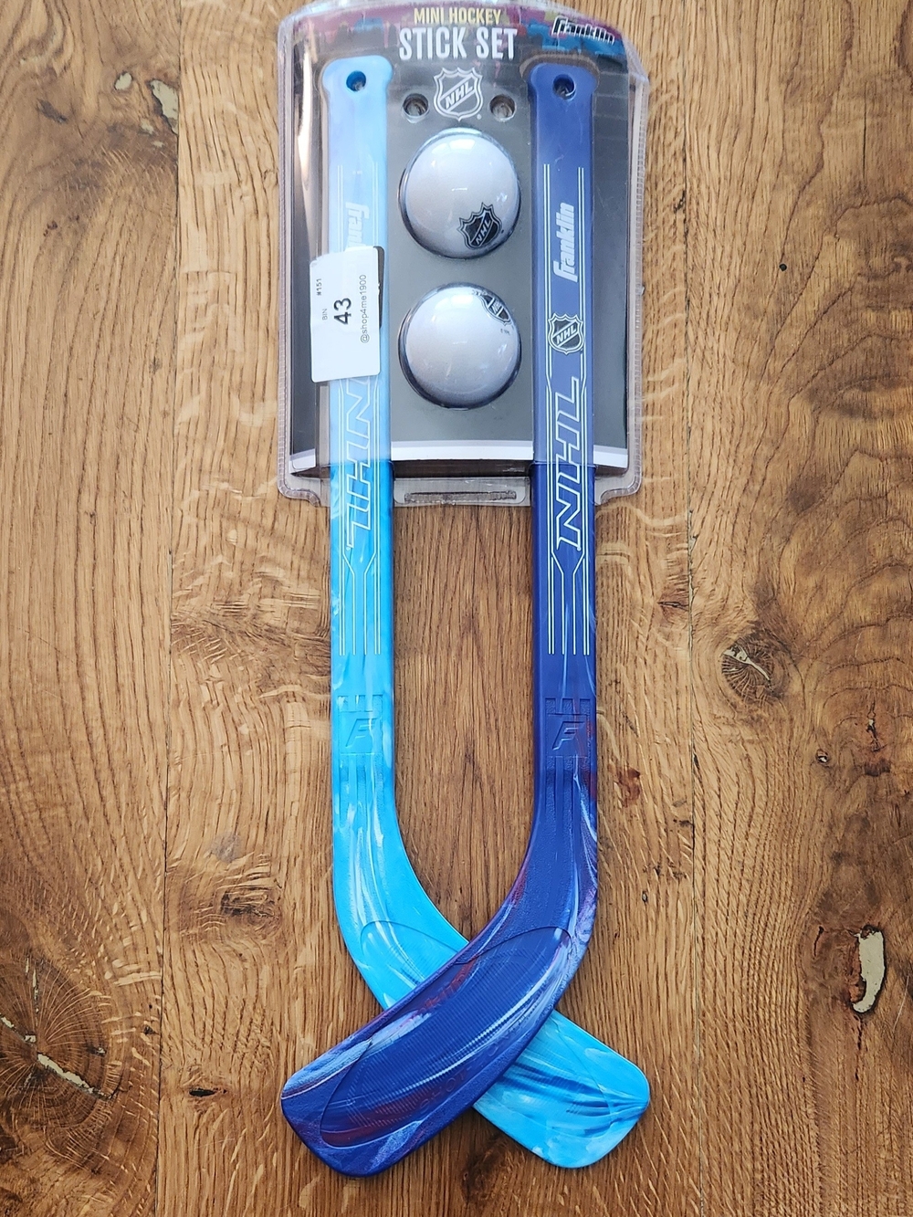NHL Gradient Blue Mini Hockey Stick Set with White Pucks